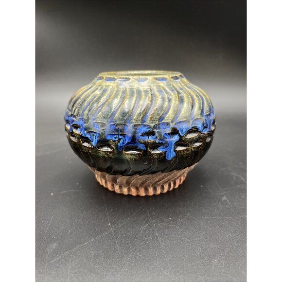 NC POTTERY DRIP GLAZE POT BY SANDI BARDEN LWS CLAY HORSE STUDIO OOAK PIECE